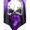 ROSE GAL Rosegal Women Plus Size Gothic Tankini Swimsuit Skull Print Crisscross Flounce Two Piece Bathing Suit(Purple_1)