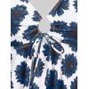 ROSE GAL Rosegal Women Plus Size Modest Tankini Swimsuit Handkerchief Sunflower Cinched Boyleg Swimwer(Blue_1)
