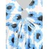 ROSE GAL Rosegal Women Plus Size Modest Tankini Swimsuit Handkerchief Sunflower Cinched Boyleg Swimwer(Blue_2)