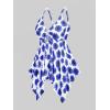 ROSE GAL Rosegal Women Plus Size Modest Tankini Swimsuit Handkerchief Sunflower Cinched Boyleg Swimwer(Blue_3)