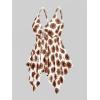 ROSE GAL Rosegal Women Plus Size Modest Tankini Swimsuit Handkerchief Sunflower Cinched Boyleg Swimwer(Coffee_1)