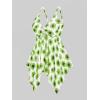 ROSE GAL Rosegal Women Plus Size Modest Tankini Swimsuit Handkerchief Sunflower Cinched Boyleg Swimwer(Green_2)