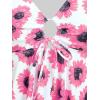 ROSE GAL Rosegal Women Plus Size Modest Tankini Swimsuit Handkerchief Sunflower Cinched Boyleg Swimwer(Pink_1)