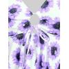 ROSE GAL Rosegal Women Plus Size Modest Tankini Swimsuit Handkerchief Sunflower Cinched Boyleg Swimwer(Purple_1)