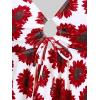 ROSE GAL Rosegal Women Plus Size Modest Tankini Swimsuit Handkerchief Sunflower Cinched Boyleg Swimwer(Red_1)