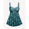 ROSE GAL Rosegal Women Plus Size Modest Tankini Swimsuit Two Piece Bathing Suits Floral Print Swim Tops with Boy Shorts(Deep Green)