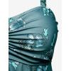 ROSE GAL Rosegal Women Plus Size Modest Tankini Swimsuit Two Piece Bathing Suits Floral Print Swim Tops with Boy Shorts(Deep Green)