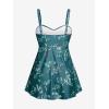 ROSE GAL Rosegal Women Plus Size Modest Tankini Swimsuit Two Piece Bathing Suits Floral Print Swim Tops with Boy Shorts(Deep Green)