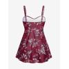 ROSE GAL Rosegal Women Plus Size Modest Tankini Swimsuit Two Piece Bathing Suits Floral Print Swim Tops with Boy Shorts(Deep Red)
