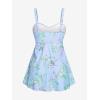 ROSE GAL Rosegal Women Plus Size Modest Tankini Swimsuit Two Piece Bathing Suits Floral Print Swim Tops with Boy Shorts(Light Blue)