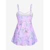ROSE GAL Rosegal Women Plus Size Modest Tankini Swimsuit Two Piece Bathing Suits Floral Print Swim Tops with Boy Shorts(Purple)