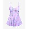 ROSE GAL Rosegal Women Plus Size Modest Tankini Swimsuit Two Piece Bathing Suits Floral Print Swim Tops with Boy Shorts(Purple)