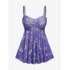 ROSE GAL Rosegal Women Plus Size Modest Tankini Swimsuit Two Piece Bathing Suits Floral Print Swim Tops with Boy Shorts(Purple_1)