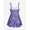 ROSE GAL Rosegal Women Plus Size Modest Tankini Swimsuit Two Piece Bathing Suits Floral Print Swim Tops with Boy Shorts(Purple_1)