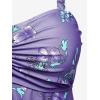 ROSE GAL Rosegal Women Plus Size Modest Tankini Swimsuit Two Piece Bathing Suits Floral Print Swim Tops with Boy Shorts(Purple_1)