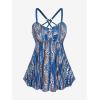 ROSE GAL Rosegal Women Plus Size Modest Tankini Swimsuit Two Piece Bathing Suits Leopard Print Swim Tops with Boy Shorts(Blue)