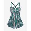 ROSE GAL Rosegal Women Plus Size Modest Tankini Swimsuit Two Piece Bathing Suits Leopard Print Swim Tops with Boy Shorts(Green)