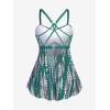 ROSE GAL Rosegal Women Plus Size Modest Tankini Swimsuit Two Piece Bathing Suits Leopard Print Swim Tops with Boy Shorts(Green)