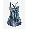 ROSE GAL Rosegal Women Plus Size Modest Tankini Swimsuit Two Piece Bathing Suits Leopard Print Swim Tops with Boy Shorts(Peacock Blue)