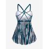 ROSE GAL Rosegal Women Plus Size Modest Tankini Swimsuit Two Piece Bathing Suits Leopard Print Swim Tops with Boy Shorts(Peacock Blue)