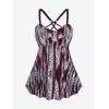 ROSE GAL Rosegal Women Plus Size Modest Tankini Swimsuit Two Piece Bathing Suits Leopard Print Swim Tops with Boy Shorts(Wine Red)
