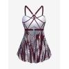 ROSE GAL Rosegal Women Plus Size Modest Tankini Swimsuit Two Piece Bathing Suits Leopard Print Swim Tops with Boy Shorts(Wine Red)