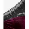 ROSE GAL Rosegal Women Plus Size Romantic Gothic Lace-up Lace Panel Ruched Bell Sleeves Velvet Tee(Red_1)