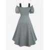 ROSE GAL Rosegal Women Plus Size Steampunk Renaissance Costume Dress Cold Shoulder Ruffles Lace-up High Low Dress(Gray_1)