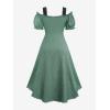 ROSE GAL Rosegal Women Plus Size Steampunk Renaissance Costume Dress Cold Shoulder Ruffles Lace-up High Low Dress(Green_1)
