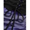 ROSE GAL Rosegal Women Plus Size Steampunk Renaissance Costume Dress Cold Shoulder Ruffles Lace-up High Low Dress(Purple_1)