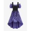 ROSE GAL Rosegal Women Plus Size Steampunk Renaissance Costume Dress Cold Shoulder Ruffles Lace-up High Low Dress(Purple_1)