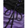 ROSE GAL Rosegal Women Plus Size Steampunk Renaissance Costume Dress Cold Shoulder Ruffles Lace-up High Low Dress(Purple_2)