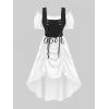 ROSE GAL Rosegal Women Plus Size Steampunk Renaissance Costume Dress Cold Shoulder Ruffles Lace-up High Low Dress(White_1)