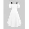 ROSE GAL Rosegal Women Plus Size Steampunk Renaissance Costume Dress Cold Shoulder Ruffles Lace-up High Low Dress(White_1)