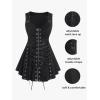 ROSE GAL Rosegal Womens Plus Size Gothic Lace Up Grommets Full Zipper Sleeveless Strap Tank Top(Black_8)