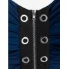 ROSE GAL Rosegal Womens Plus Size Gothic Lace Up Grommets Full Zipper Sleeveless Strap Tank Top(Blue_1)
