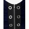 ROSE GAL Rosegal Womens Plus Size Gothic Lace Up Grommets Full Zipper Sleeveless Strap Tank Top(Deep Blue)