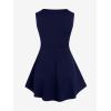 ROSE GAL Rosegal Womens Plus Size Gothic Lace Up Grommets Full Zipper Sleeveless Strap Tank Top(Deep Blue)