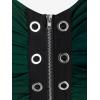 ROSE GAL Rosegal Womens Plus Size Gothic Lace Up Grommets Full Zipper Sleeveless Strap Tank Top(Green_1)