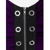 ROSE GAL Rosegal Womens Plus Size Gothic Lace Up Grommets Full Zipper Sleeveless Strap Tank Top(Purple)