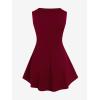 ROSE GAL Rosegal Womens Plus Size Gothic Lace Up Grommets Full Zipper Sleeveless Strap Tank Top(Red)
