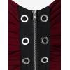 ROSE GAL Rosegal Womens Plus Size Gothic Lace Up Grommets Full Zipper Sleeveless Strap Tank Top(Red)
