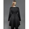 ROSE GAL Rosegal Womens Plus Size Gothic Lace-up Back Two Tone Ruched Grommets Buckle Long Sleeve High Low Hem Tunic T-Shirt(Black)