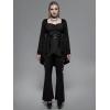 ROSE GAL Rosegal Womens Plus Size Gothic Lace-up Back Two Tone Ruched Grommets Buckle Long Sleeve High Low Hem Tunic T-Shirt(Black_6)