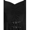 ROSE GAL Rosegal Womens Plus Size Gothic Lace-up Back Two Tone Ruched Grommets Buckle Long Sleeve High Low Hem Tunic T-Shirt(Black_6)