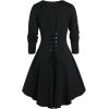 ROSE GAL Rosegal Womens Plus Size Gothic Lace-up Back Two Tone Ruched Grommets Buckle Long Sleeve High Low Hem Tunic T-Shirt(Green)