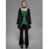 ROSE GAL Rosegal Womens Plus Size Gothic Lace-up Back Two Tone Ruched Grommets Buckle Long Sleeve High Low Hem Tunic T-Shirt(Green)