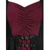 ROSE GAL Rosegal Womens Plus Size Gothic Lace-up Back Two Tone Ruched Grommets Buckle Long Sleeve High Low Hem Tunic T-Shirt(Red_1)