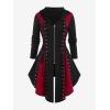 ROSE GAL Rosegal Womens Plus Size Hooded Lace-up Grommets Color Block Gothic Zip Front Asymmetrical Hem Long Sleeve Top(Black_2)