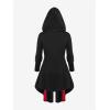 ROSE GAL Rosegal Womens Plus Size Hooded Lace-up Grommets Color Block Gothic Zip Front Asymmetrical Hem Long Sleeve Top(Black_2)